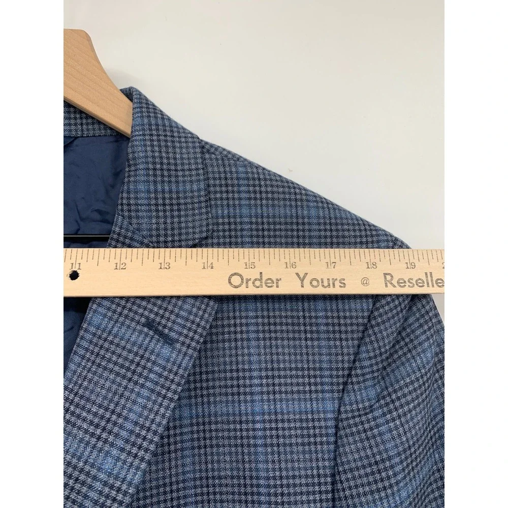 Brooks Brothers Blazer Mens 46R Blue Plaid Wool Regent Fit Two Button Blazer